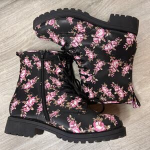 Jellypop Boots Womens Size 9M Black Ramsey Floral Chunky Combat Y2K 90's